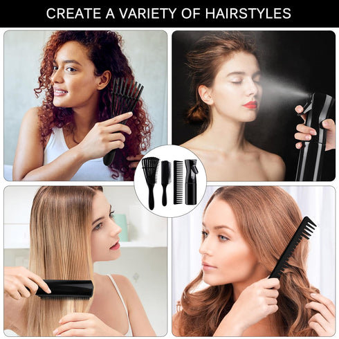4pcs Curly Hair Brush Set for Adult & Kids Wet or Dry Hair, Detangling Brush for 3/4ABC Hair with Hair Detangler Brush Spray Bottle Wide Tooth com...