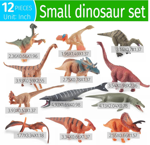 12PCS Realistic Mini Dinosaur Toy Set for Dino Party Cupcake Toppers Dinosaur Figures 3 Inch for Girls Boys Kids Toddlers Birthday Gift...
