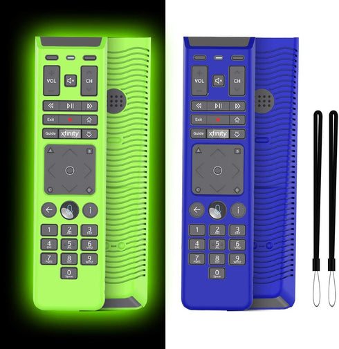2 Pack XFinity Comcast XR15 Voice Remote Case Cover, Protective Lightweight Shockproof with Lanyard (Blue and Glowing Green)...