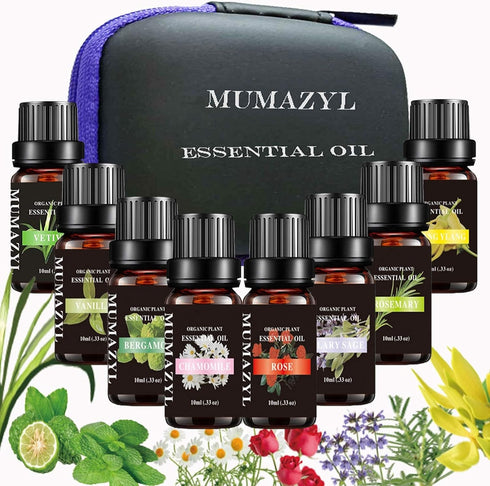 Essential Oils Gift Sets Vetiver,Rose,Rosemary,Chamomile,Ylang Ylang,Bergamot,Vanilla,Clary sage Oils for Diffuser,Humidifier,Candle Making 8 Pack...