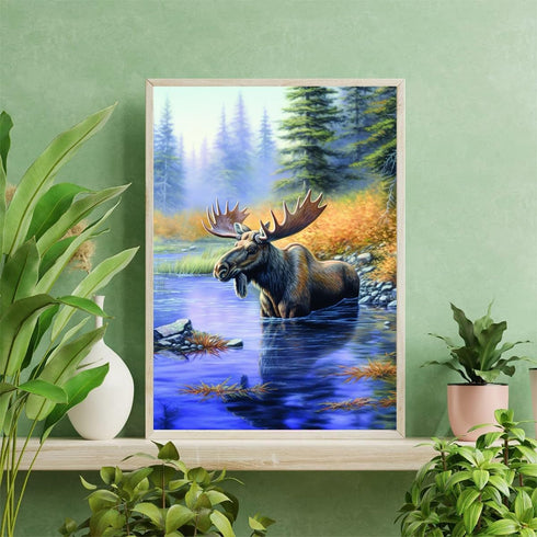 UPABLUNSO Moose Diamond Painting Kits, 5D Diamond Painting Kits for Adults, Diamond Art Diamond Dots Round Full Drill Diamonds Diamond Art Kits Cr...