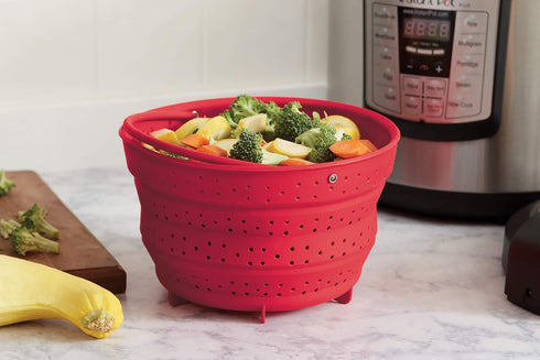 Fox Run Collapsible Silicone Steamer Basket Insert for Instant Pot, 6-Quart, Red...