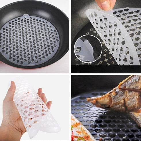 (Set of 2) Kitchen Reusable Nonstick 9-Inch Silicone Sheets, Round Steamer Mesh, Air Fryer Liner, Frying Pan, Dim Sum Pad, Baking Mat, Microwave, ...