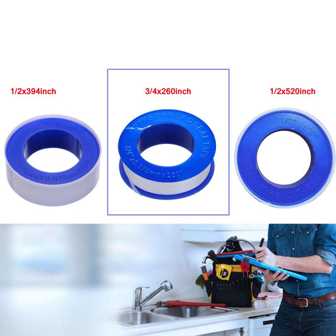 Plumbers PTFE Pipe Sealant Tape Flex Seal Tape Waterproof 10 Pack PTFE Teflon Tape Plumbers Tape White 3/4" x 260 Inch...