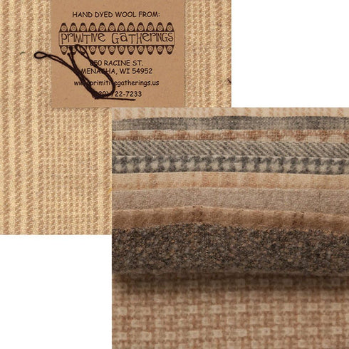 Primitive Gatherings Hand Dyed Wool Sheep Charm Pack 10 5-inch Squares PRI 6001...