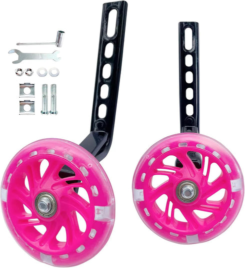 Training Wheels for Bicycle,Flash Mute Wheel Compatible for Bikes of 12-20 Inch 1 Pair (pink)...