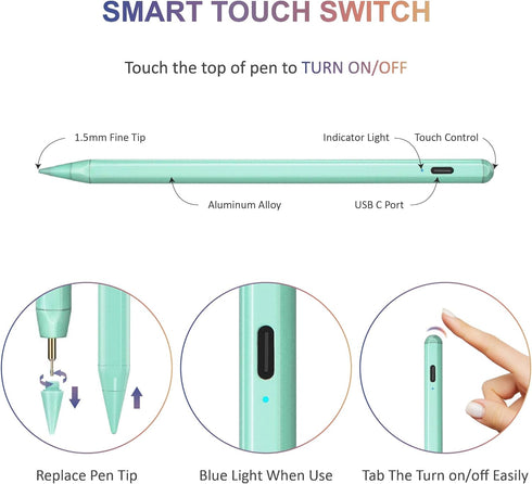 Stylus Pen for iPad, Active Pencil Compatible with ipad Pro 11/12.9 Inch 2018-2022, iPad 6/7/8/9th,iPad Mini 5/6th, iPad Air 4th/3rd, Palm Rejecti...