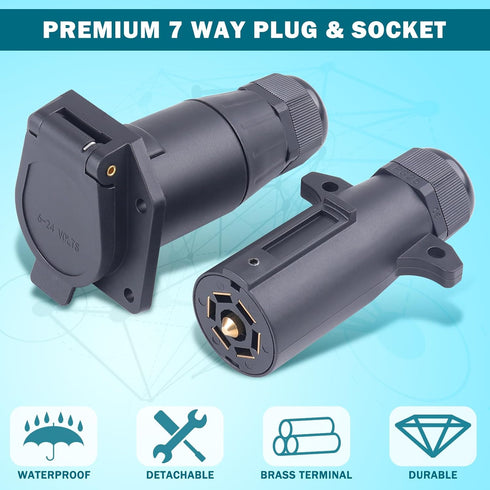 7 Pin Trailer Plug and Socket Kit RV Blade Trailer Wiring Harness Connector 7 Way Vehicle Side Replacement Trailer Plug Socket for Trailer Tow Hit...