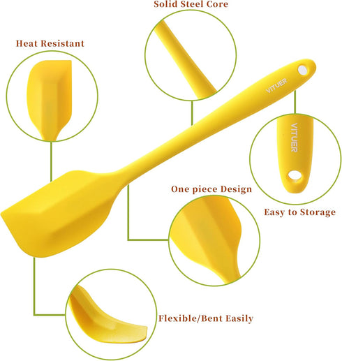 5PCS Silicone Rubber Spatula Set, VITUER Food Grade BPA-Free Spatulas for kitchen Use, Heat Resistant Spatula for Cooking & Baking, Dishwasher Saf...