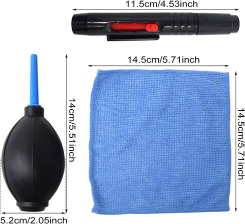 Honbay 3-in-1 Camera Cleaning Kit: Air Blower, Cloth, Pen - Black Silicone for Optics...