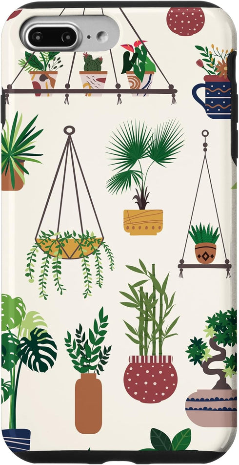 iPhone 7 Plus/8 Plus Indoor and Outdoor Plant Illustrations | Boho Nature Art Case...