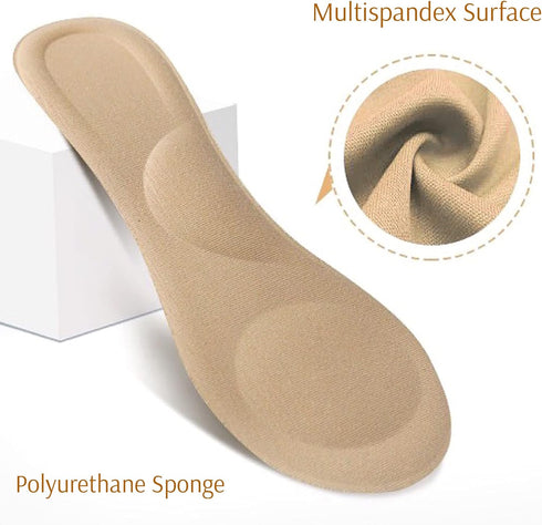 CB 4-Pairs of Cloth Surface Sponge Inserts Invisible Slim Insoles Liners, Ball of Foot Pain Relief Cushion, Arch Pain Barefoot Support, 3/4 Length...