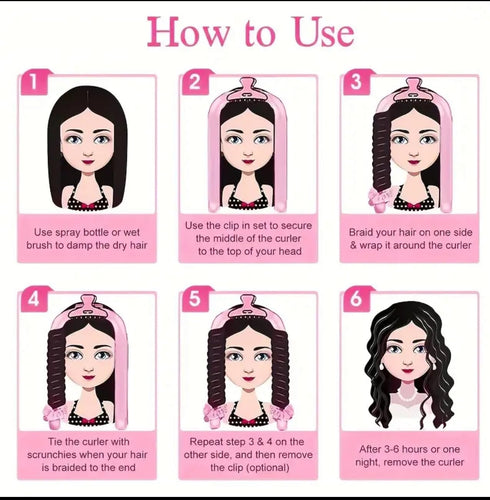 Heatless Curling Set - Satin Hair Rollers for Overnight Curls - Heatless Hair Curlers with Headband - Gentle and Effective Hair Care...