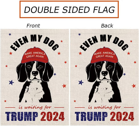 GAGEC Beagle Garden Flag Even My Dog Is Waiting For Trump 2024 Vertical Burlap Double Sided Dog Outdoor Decor Yard Lawn Home Decoration 12.5 x 18 ...