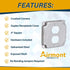 AP-12096, 4" Square Duplex Receptacle Electrical Box Cover, 1/2" Raised, Exposed Work, Galvanized Steel, Crushed Corners...