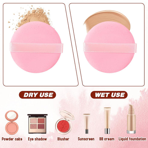 6 Pcs Powder Puffs for Face Powder, Round Makeup Puff Setting Powder Puff Ultra Soft Velour Powder Puff Make Up Sponges for Face Makeup Tools for ...