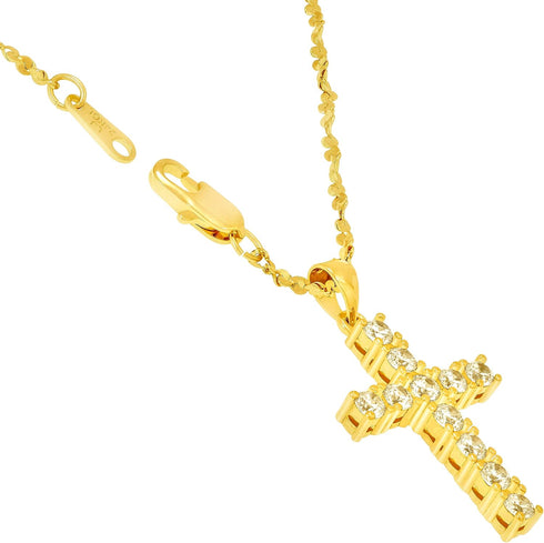 LIFETIME JEWELRY Cubic Zirconia Cross Necklace for Women & Men 24k Gold Plated...
