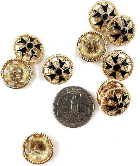 Black Arrowhead Golden Hollow Metal Base Shank Buttons 20 Pcs - 18mm, 23/32"...