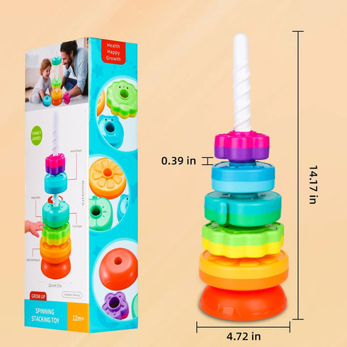 Spinning Stacking Toys for Babies 12+ Month Ring Stacker Stacking Toys for Toddlers 1-3 Montessori Toys,Educational Learning Sensory Toys for Kids...