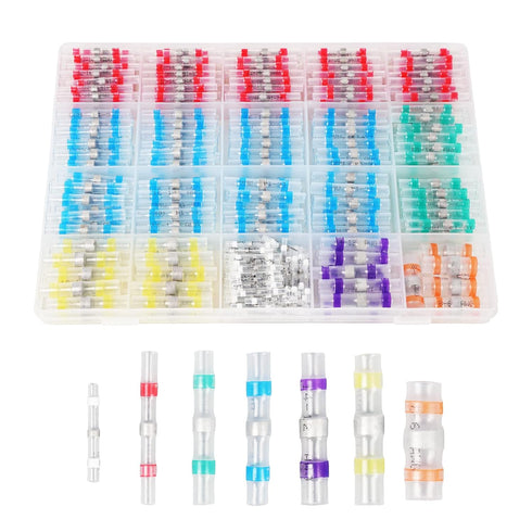 400PCS Solder Seal Wire Connectors, Heat Shrink Butt Connectors Solderstick Solder Stick Waterproof Wire Electrical Connector Kit for Marine Autom...
