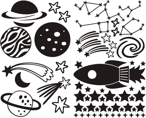 Outer Space Stars Plant Wall Decal Vinyl Astronaut Stickers Nursery Decor Gift for Kids Boy Girl Bedroom Art Home Decoration Mural Interior Design...