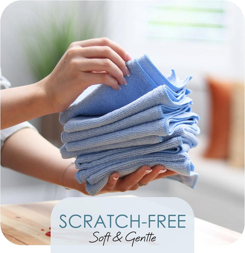 Hearth & Harbor Microfiber Cleaning Cloth, Microfiber Towels for Cars 12 Pack Washcloths, Blue Cleaning Rags, Reusable Microfiber Towel, Microfibe...