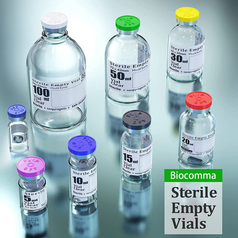 10pcs 20ml Sterile Empty Vial with Plastic Aluminum Flip Off Caps?Penicillin Bottle 20mm Crimp Top Sterile Transparent Borosilicate Lab Sample Via...