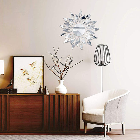3D Mirror Sunlower Wall Decor Sticker, CUNYA Peel and Stick Wall Art Decals, Removable Acrylic Mirrors for Wall Living Room, Bedroom, Farmhouse De...