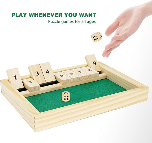 Wooden Shut The Box Game - Dice Game 2 Player,Board Game,Classics Tabletop Version,Popular Pub Game,math,travel for Kids #9...