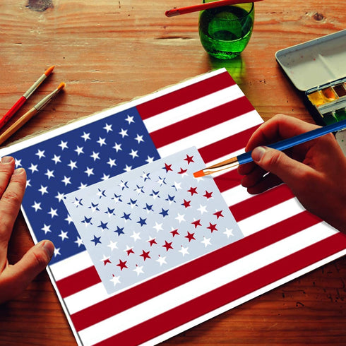 WISYOK 12 Pieces American Flag 50 Star Stencil Templates, 6 Sizes American Flag Templates, Ideal for DIY Crafts Design, Independence Day Project, ...