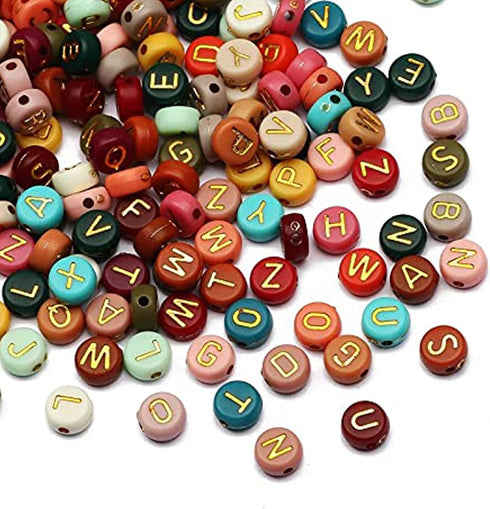 ToBeIT 1000pcs Color Gold Letter Beads Acrylic Alphabet Letters Bead 4x7mm Round Letter Beads for Jewelry Making, Bracelets, Necklaces, Key Chains...