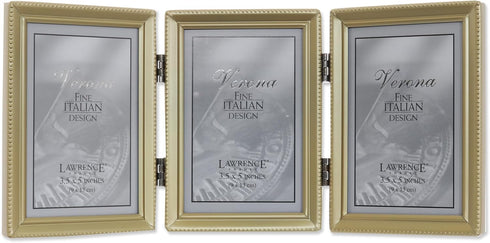 Lawrence Frames Bead Border Design, 3.5x5 Triple, Satin Gold...