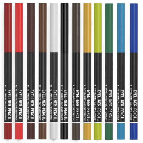KAIQIKAIXI 12 Kinds Of Color Eyeliner Pen, Eyebrow Pen,Eye Shadow Pencil, Lip Line Pen, Eyelid Pad, Pencil Makeup Set Tool 12PCS (Multicolor)...