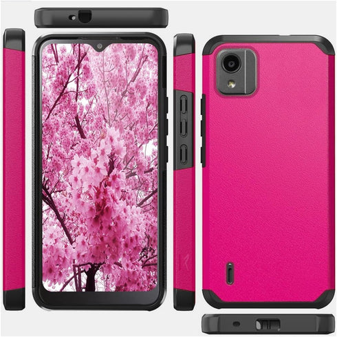 TJS Compatible for Nokia C110 N156DL Case, with Tempered Glass Screen Protector Dual Layer Hybrid Magnetic Support Shockproof Protection Cover Pho...