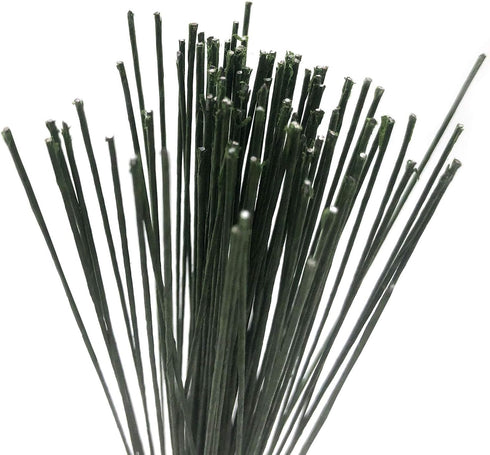 Cinvo Stem Wire - 100 Counts Floral Paper Wrapped Wire, 14 Inch, 22 Gauge, Dark Green...