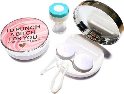 Contact Lens Travel Kit with Cleaner Washer, 5 in 1 Portable Contact Box with Mirror Tweezers Remover Tool Solution Bottle for Travel Daily Outdoo...