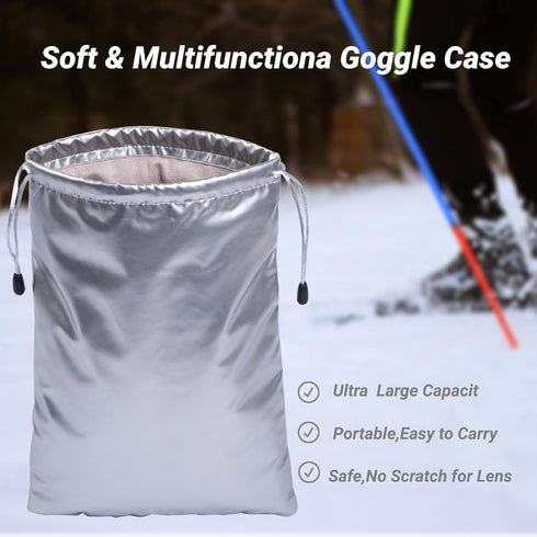 Puffer Ski and Snow Goggle Soft Case, Waterproof Microfiber Case Sleeve with Suede Interior for Goggles, Lens, iPad mini...