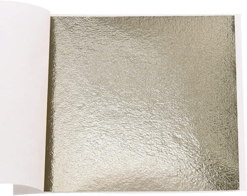 KINNO 100 Sheets Gold Leaf Sheets - KINNO Antique Silver Foil Paper Multipurpose for Home, Wall, Frame, Ceiling, Furniture Decoration, 3.15 by 3.3...
