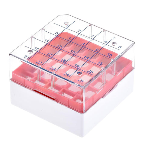 YOKIVE Freezer Tube Box, PP Holder Rack for 1.8/2ml Centrifuge Tubes | Fixed Sample Tube, Great for Lab and Scientific Institutes (25 Places, Red)...
