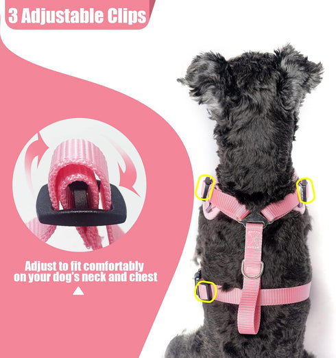 PUPTECK Dog Harness and Leash Collar Set for Small Medium Dogs Puppy and Cats Walking No Pull Adjustable Reflective Soft Mesh Padded Plaid Harness...