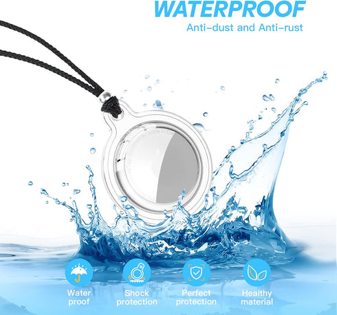 2 Pack Silicone Case for AirTag Necklace Holder - Full Screen Protector, Waterproof, Adjustable Length, Removable Pendant Design - Compatible with...