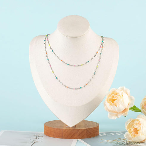 UMAOKANG 16.4 Feet Stainless Steel Chain for Jewelry Making Dainty Chain Necklace for Women Colorful Enamel Link Chain with Jump Rings and Lobster...