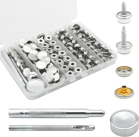 Hoeine Canvas Snap Kit, 40 Sets Marine Grade Boat Cover Snaps Heavy Duty Snap Fastener Kit Stainless Steel Snap Button Kit for Replacement Snaps f...