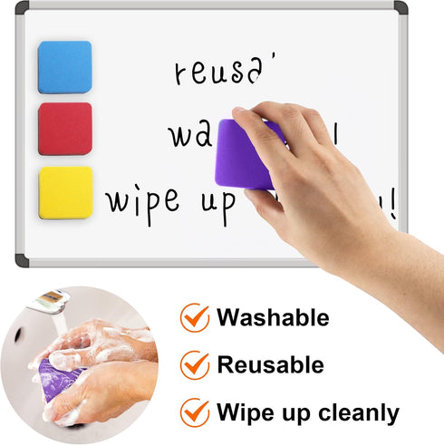 Mini Dry Erase Erasers, 48 Pack Magnetic Whiteboard Eraser for kids, Chalkboard Cleansers for Classroom, Home and Office (6 Colors)...
