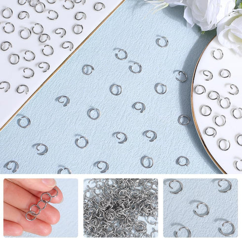 1 Box 1000Pcs Round Jump Rings Silver Split Jump Rings Bulk Stainless Steel Hypoallergenic Small Single Loop Ring Connector for Jewelry Making Sup...