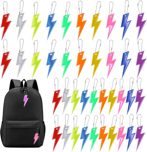 40pcs Safety Reflector Pendants, 10 Colors Kids Reflective Keychain with Chains Waterproof Double-Sided Reflective Key Chain for Backpack School B...