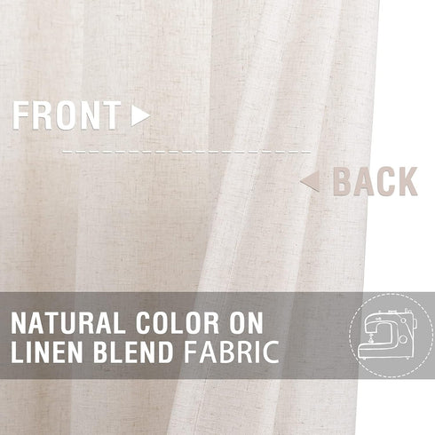 jinchan Beige Kitchen Curtains Linen Tier Curtains 45 Inches Farmhouse Cafe Curtain Light Filtering Flax Country Rustic Bathroom RV 2 Panels Crude...