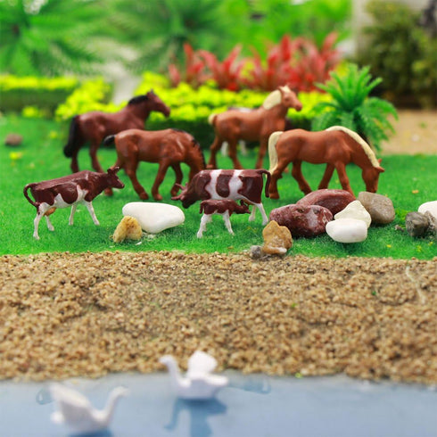 Farm Animals Figure Set,AN8706 36PCS 1:87 Well Painted Farm Animals Cows Horses Figures for HO Scale Model Train Scenery Layout Miniature Landscap...