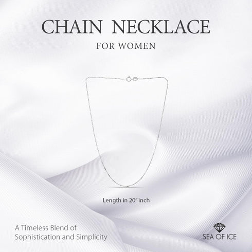 SEA OF ICE Sterling Silver 1mm Diamond-Cut Bar Station Rolo Chain Necklace For Women, Size 14" - 36" Italy...