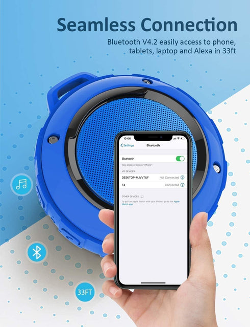 Kunodi Outdoor Waterproof Bluetooth Speaker, Wireless Portable Mini Shower Travel Speaker with Subwoofer, Enhanced Bass, Built in Mic for Sports, ...